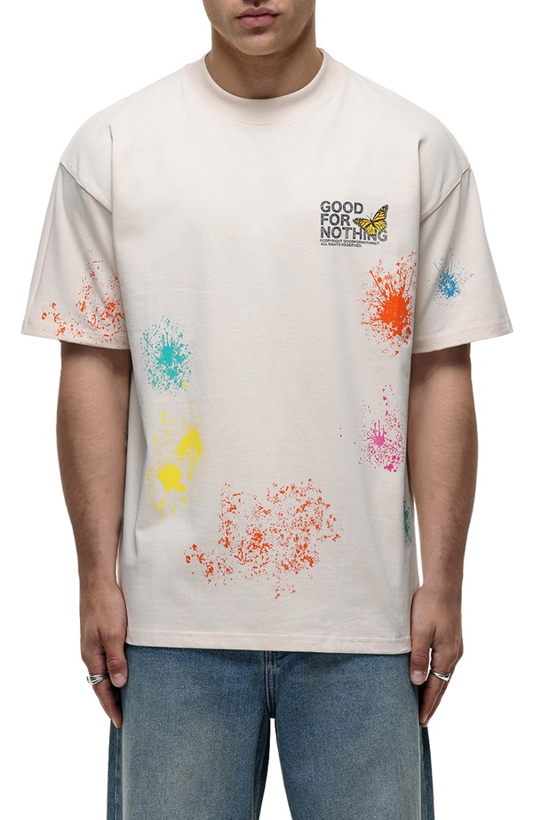 グッドフォーナッシング メンズ トップス Tシャツ Good For Nothing Pigment Paint Cream T-shirt Cream クリーム