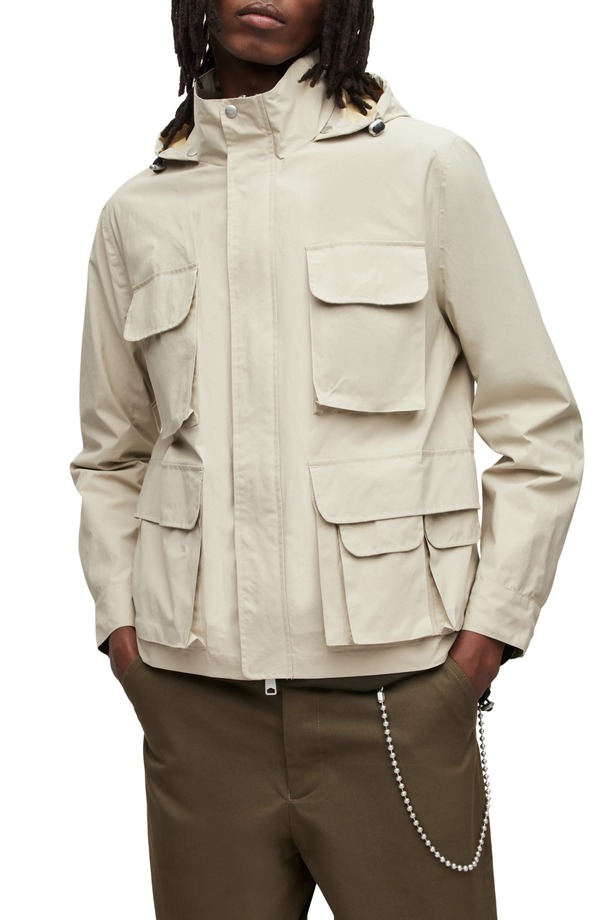 オールセインツ メンズ アウター ジャケット・ブルゾン AllSaints Maso Lightweightech Waterepellent Jacket Stone / Buttercream ストーン