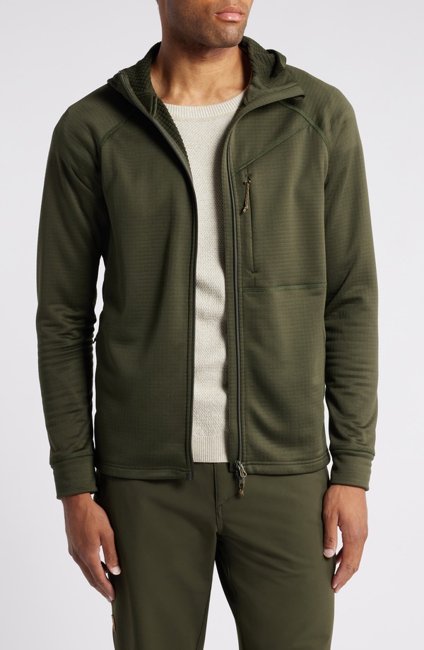 フェールラーベン メンズ アウター パーカー・スウェット フリース Fjllrven Abisko Grid Fleece Hoodie Deep Forest フォレスト|ReVida 店