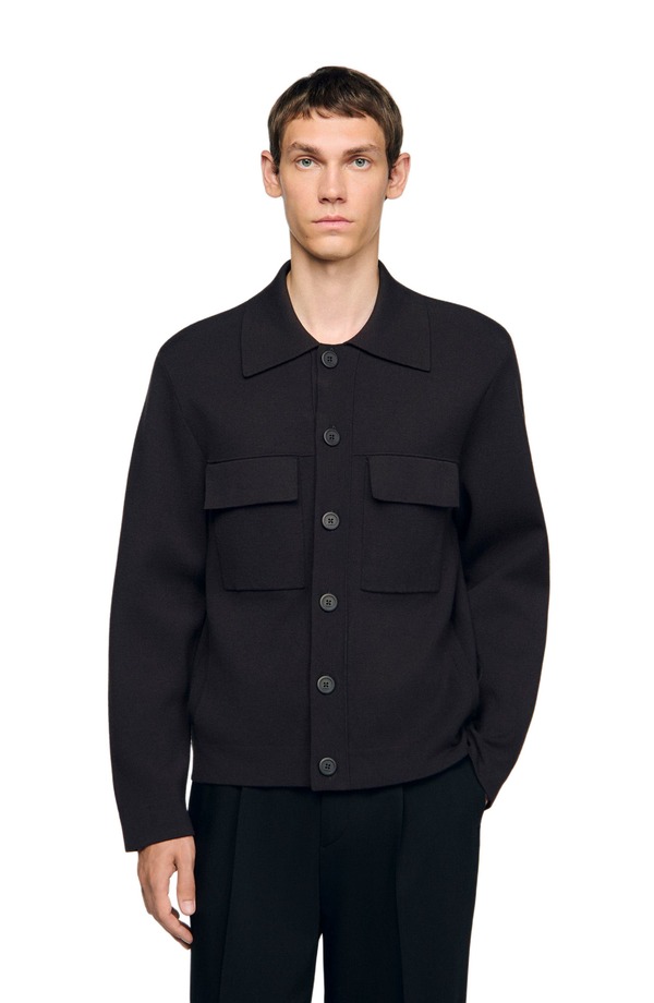 サンドロ メンズ アウター ジャケット・ブルゾン ニット SANDRO Knit jacket Chocolate チョコレート