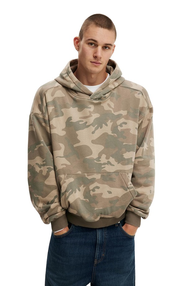 コットンオン メンズ アウター パーカー・スウェット Cotton Box Fit Hoodie Jungle Camo Wash
