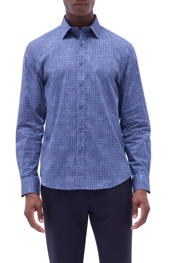ブガッチ メンズ トップス シャツ コットン Bugatchi Julian Shaped Fit Stretch Cotton Button-Up Shirt Indigo インディゴ 37,570円