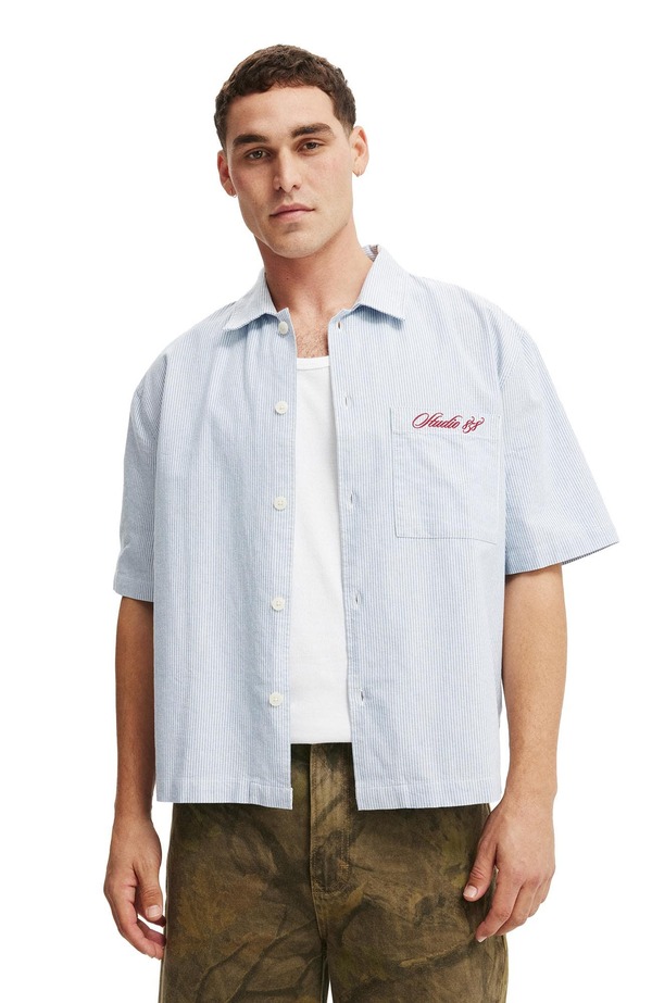 コットンオン メンズ トップス シャツ Cotton Men's Ventura Short Sleeve Shirt Blue Stripemb ブルー