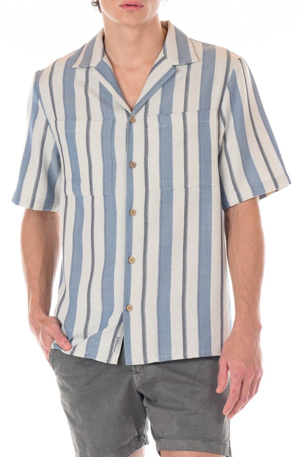 オリジナル ペーパーバックス メンズ トップス シャツ Original Paperbacks Del Mar Stripe Stretch Weave Camp Shirt Ocean ストライプ