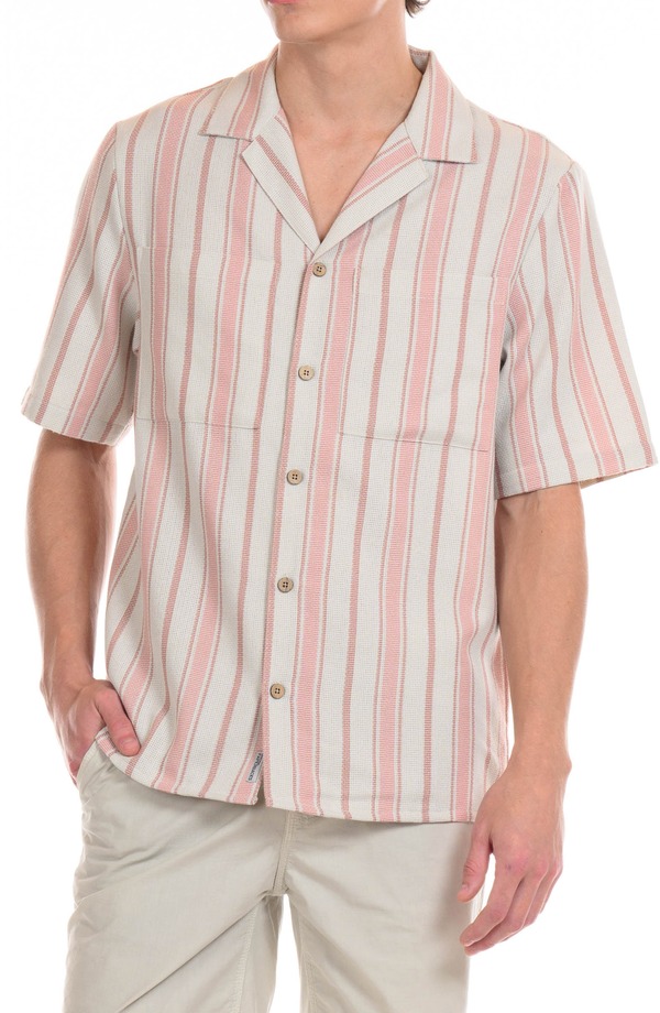 オリジナル ペーパーバックス メンズ トップス シャツ Original Paperbacks Del Mar Stripe Stretch Weave Camp Shirt Rose ストライプ