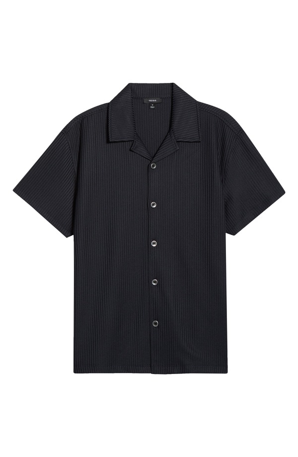 レイス メンズ トップス シャツ Reiss Warwick Texture Camp Shirt Navy ネイビー