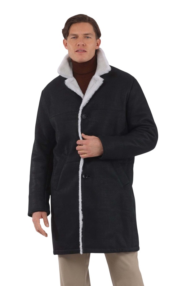 ゴルスキ メンズ アウター ジャケット・ブルゾン コート GORSKI Merino Genuine Shearling Short Coat Black Pattern/White ホワイト