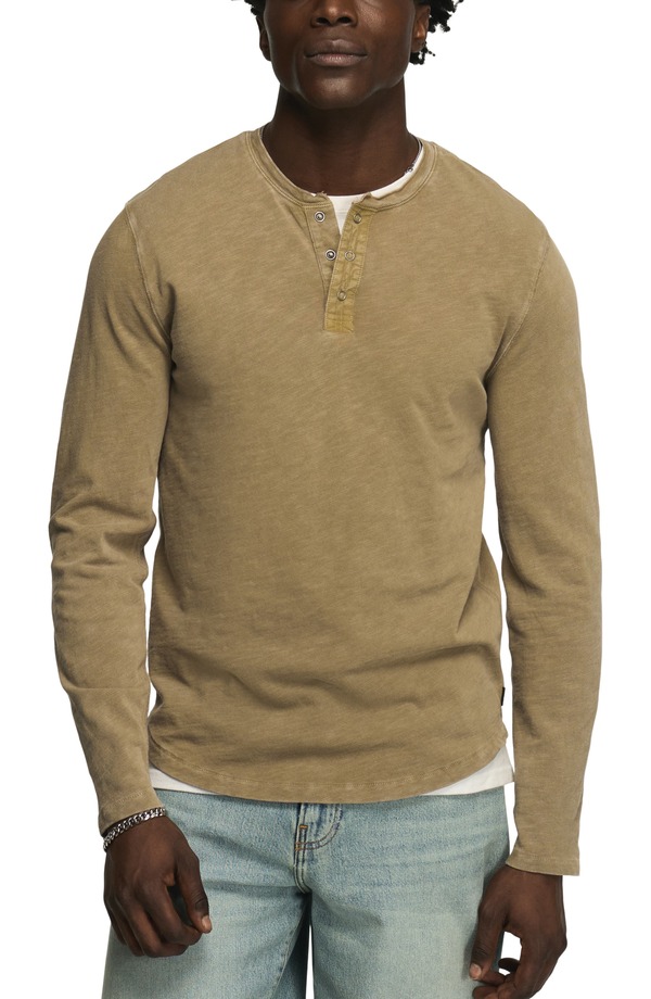 ラッキーブランド メンズ トップス プルオーバー Lucky Brand Weekend Long Sleeve Slubbed Henley Timber Wolf
