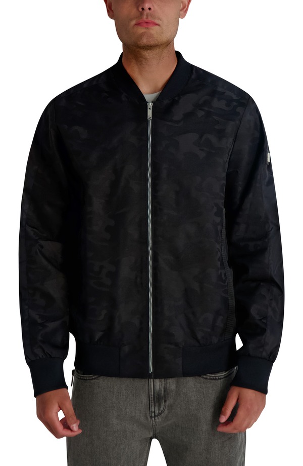 カール ラガーフェルド メンズ アウター ジャケット・ブルゾン KARLAGERFELD Camo Bomber Jacket Black ブラック｜ReVida 店