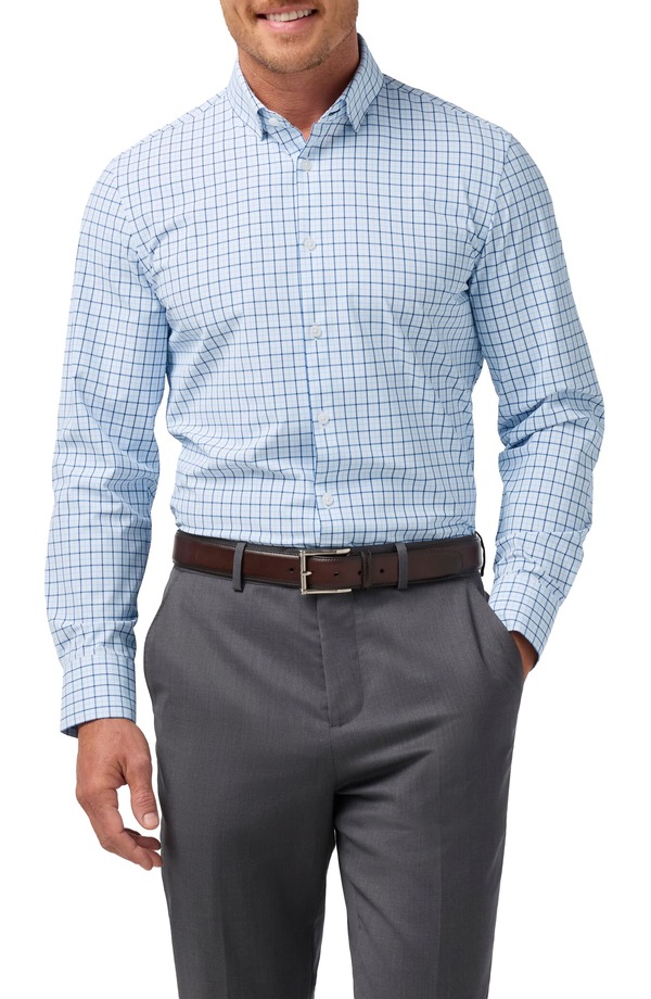 ミズンメイン メンズ トップス プルオーバー Mizzen+Main Leeward Trim Fit Check Performance Button-Up Shirt Cloud Blue Wyatt Plaid 青味