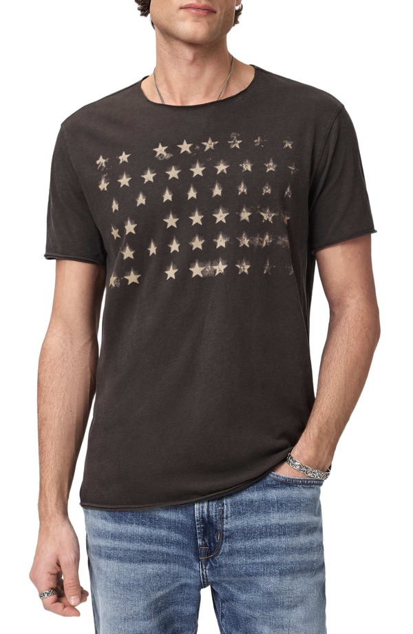 ジョンバルベイトス メンズ トップス Tシャツ グラフィック John Varvatostars Raw Edge Graphic T-Shirt Charcoal チャコール