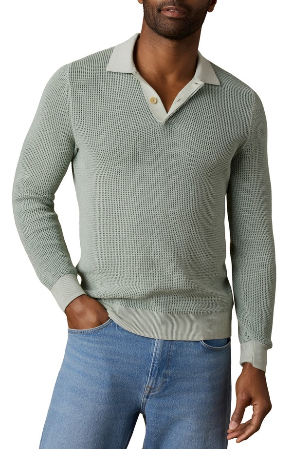 ファレティ メンズ アウター パーカー・スウェット ポロシャツ セーター コットン Faherty Sunwashed Organicotton Polo Sweater Sea Break｜ReVida 店