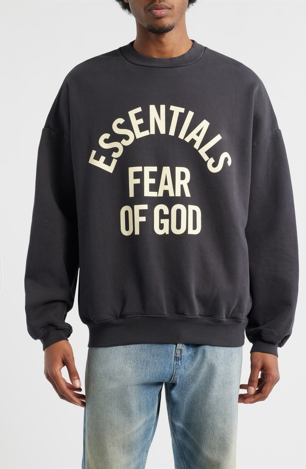 フィアオブゴッド メンズ アウター パーカー・スウェット シャツ ロゴ フリース グラフィック Fear of God Essentials Campus '90s Fleece Logo Graphic Sweatshirt Faded Black ブラック