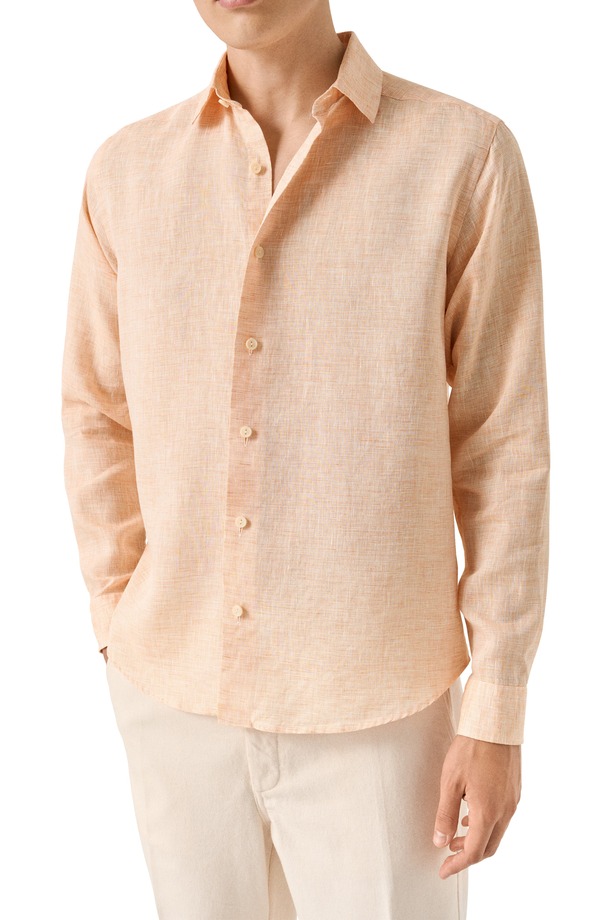 エトン メンズ トップス シャツ レギュラーフィット リネン Eton Regular Fit Linen Dresshirt Medium Orange オレンジ