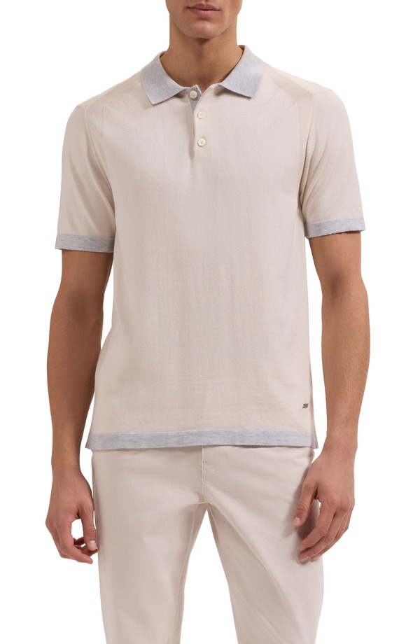 ブガッチ メンズ トップス ポロシャツ セーター コットン Bugatchi Cotton Blend Polo Sweater Almond