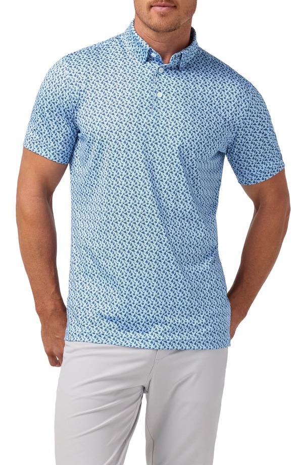 ミズンメイン メンズ トップス ポロシャツ Mizzen+Main Versa Trim Fit Performance Golf Polo Cloud Blue Scenic Drive ブルー