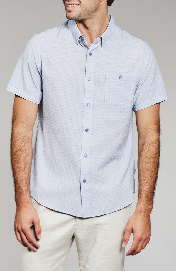 セブンダイヤモンド メンズ トップス シャツ ダウン 7 Diamonds Bosworth Short Sleeve Button-Down Shirt Light Blue ブルー