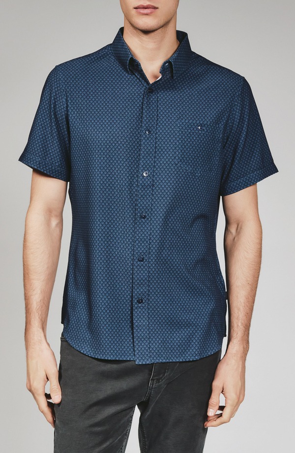 セブンダイヤモンド メンズ トップス シャツ ダウン 7 Diamonds Bosworth Short Sleeve Button-Down Shirt Navy ネイビー