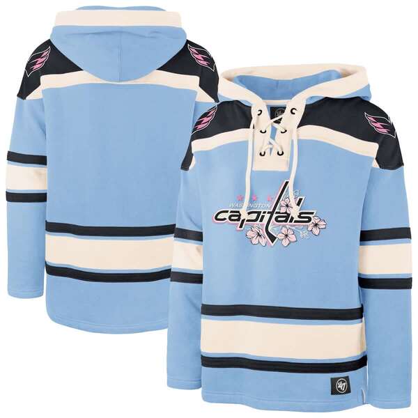 フォーティーセブン メンズ アウター パーカー・スウェット 鳥打ち帽 スピード競技 Men\u0027s \u002747 Light Blue Washington Capitals Cherry Blossom Lacer Pullover Hoodie Light Blue 青色 メンズファッション-トップス-パーカー