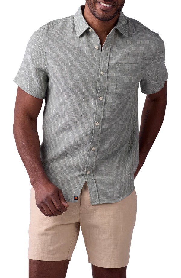 並大抵ブランド名 メンズ トップス プルオーバー The Normal Brand Freshwater Short Sleeve Button-Up Shirt Juniper Check 読み合わせる
