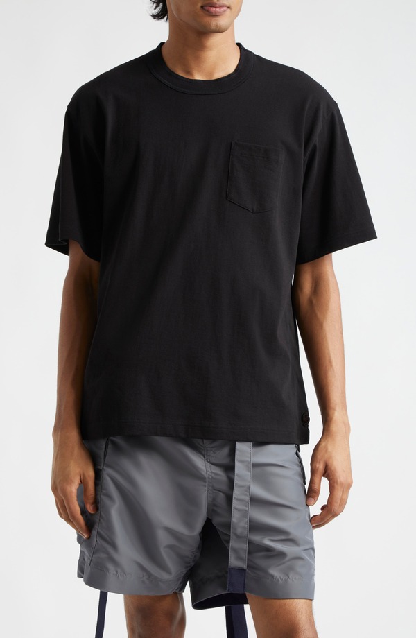 サカイ メンズ トップス プルオーバー 綿織物 Sacai Cotton Pocket-Shirt Black 001 黒いこと