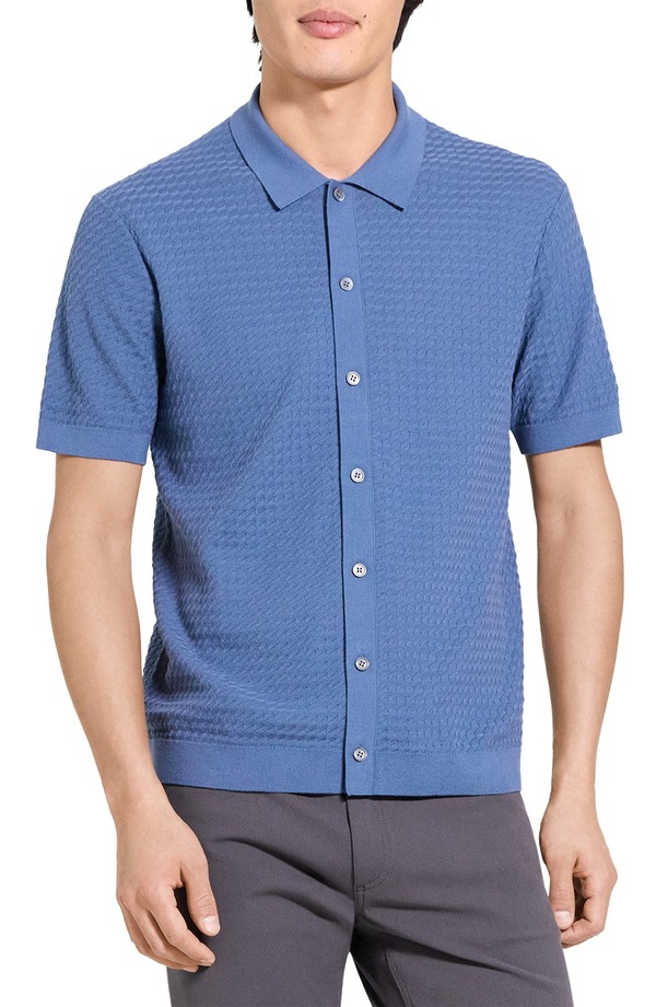 セオリー メンズ トップス シャツ コットン Theory Cairn Short Sleeve Organicotton Button-Up Shirt Bering