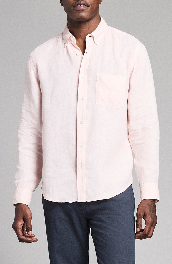 ビリーレイド メンズ トップス シャツ ダウン リネン Billy Reid Tuscumbia Linen Button-Down Shirt Blush ブラッシュ