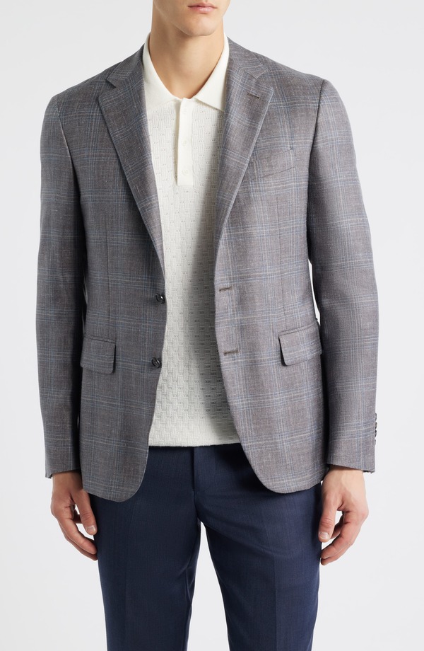 カナーリ メンズ アウター 上衣・上衣 羊毛 地絹 厚地の外套 Canali Kei Trim Fit Brown Mlange Shadow Plaid Wool \u0026 Silk Blend Sport Coat Brown 赤銅色