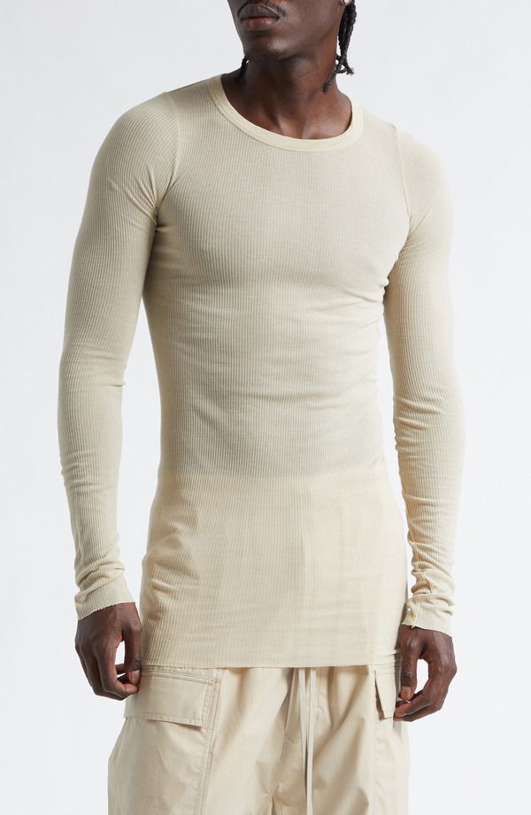 リックオウエンス メンズ トップス Tシャツ Rick Owens Long Sleeve Rib T-Shirt Sand サンド