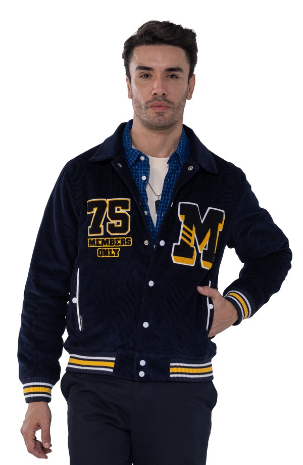 メンバーズオンリー メンズ アウター 上衣・上衣 コール天 Members Only Corduroy Varsity Jacket Navy 米国海軍 コート・ジャケット-メンズファッション