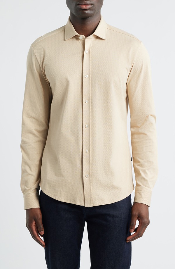 雇い主 メンズ トップス プルオーバー BOSS Roan Button-Up Shirt Open Beige ベージュ