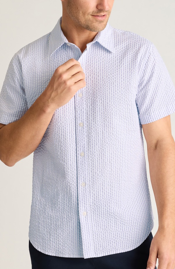 ボノボス メンズ トップス シャツ スリムフィット Bonobos Riviera Slim Fit Short Sleeve Seersucker Button-Up Shirt Morgan Seer Sucker Stripe ストライプ