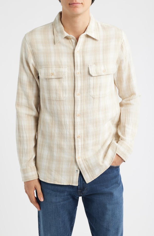 エージー メンズ トップス シャツ AG Curtis Classic Fit Button-Up Work Shirt Natural Multi マルチカラー｜ReVida 店