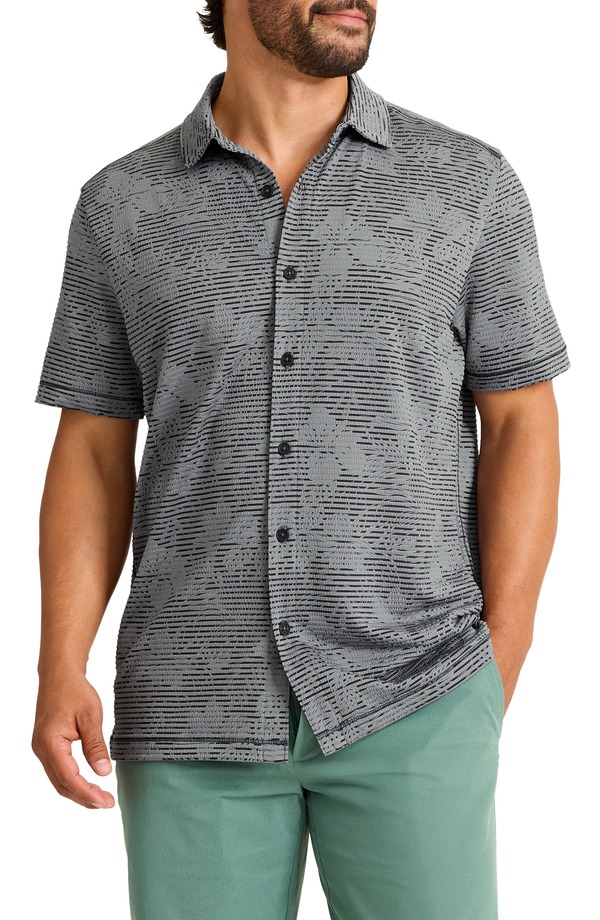 トッミーバハマ メンズ トップス プルオーバー Tommy Bahama Costa Wave Twilight Canopy Seersucker Stripe IslandZone Short Sleeve Button-Up Shirt Night Cap 縞模様