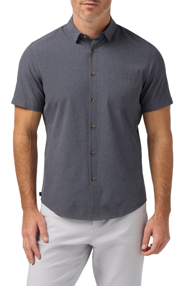 ミズンメイン メンズ トップス シャツ Mizzen+Main Leeward Trim Fit Short Sleeve Performance Button-Up Shirt Coastal Fjord Heather ヘザー 29,100円