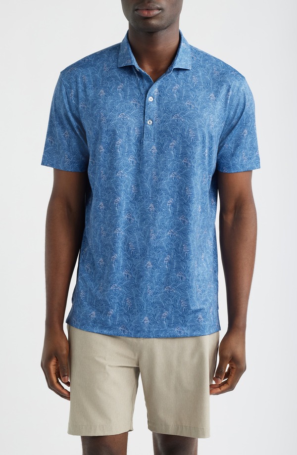 ジョニー オー メンズ トップス シャツ プリント ジャージー johnnie-Osmond Leaf Print Performance Jersey Polo Lake