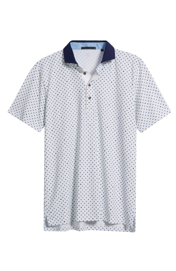 グレイソン メンズ トップス ポロシャツ プリント ロゴ Greyson G Squared Neat Logo Print Performance Golf Polo Arctic