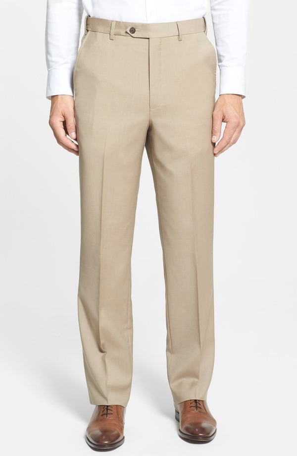ベール メンズ ボトムス カジュアルパンツ Berle Self Sizer Waist Flat Front Lightweight Plain Weave Classic Fitrousers Tan タン