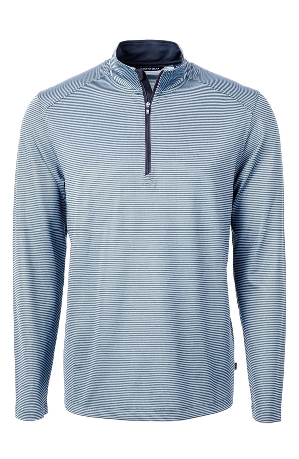 カッターアンドバック メンズ アウター パーカー・スウェット ハーフジップ Cutter & Buck Virtue Micro Stripe Quarter Zipullover Atlas/ Navy Blue ネイビー