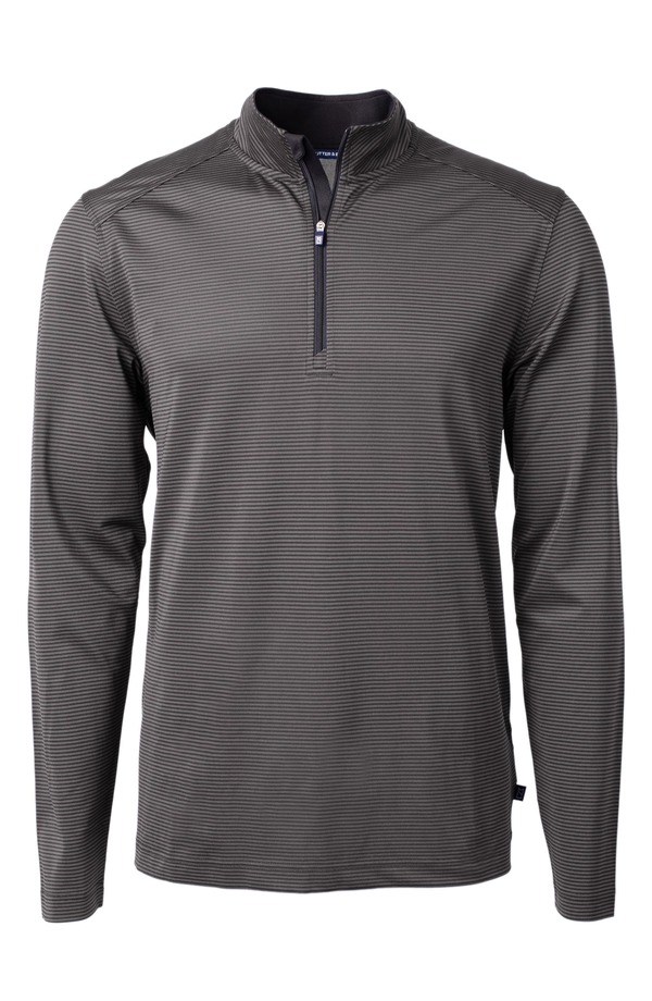 カッターアンドバック メンズ アウター パーカー・スウェット ハーフジップ Cutter & Buck Virtue Micro Stripe Quarter Zipullover Black/ Elemental Grey ブラック