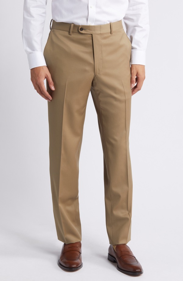 ピーター・ミラー メンズ ボトムス カジュアルパンツ ウール Peter Millar Solid Flat Front Stretch Wool Dress Pants Lightan タン|ReVida 店
