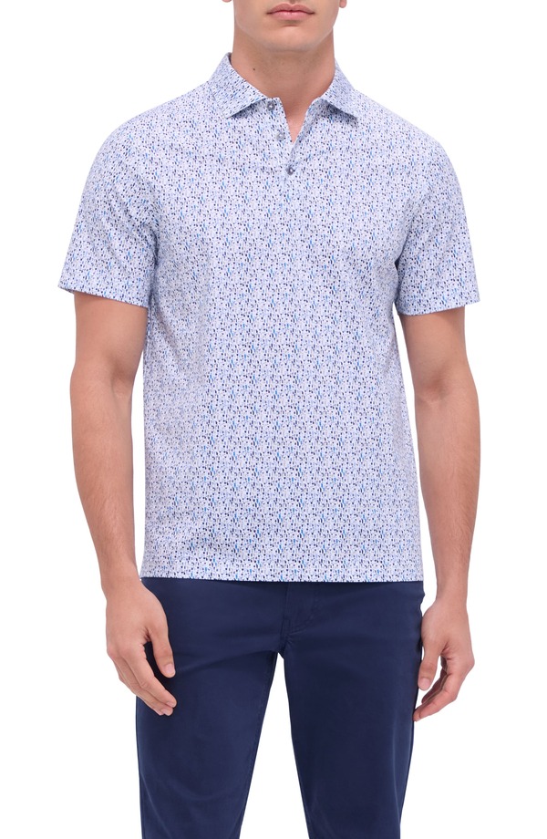 ブガッチ メンズ トップス シャツ プリント コットン Bugatchi Victor OoohCotton Cocktail Print Polo Cobalt コバルト