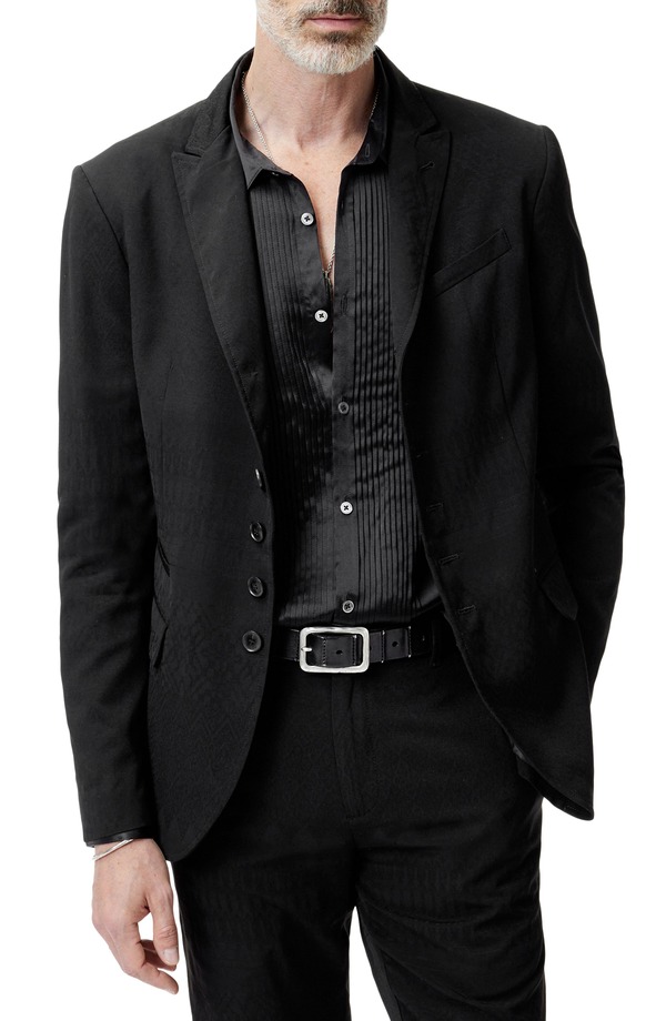 ジョンバルベイトス メンズ アウター 上衣・上衣 か細い相応う スポーツジャケット John Varvatos Gerry Slim Fit Blazer Black 黒いこと