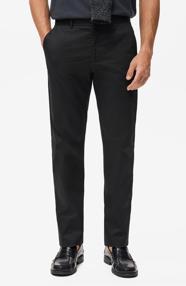 マンゴ メンズ ボトムス カジュアルパンツ スリムフィット MANGO Dublino Slim Fit Flat Front Stretch Chinos Black ブラック