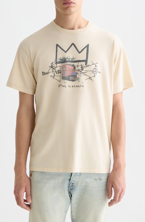 スコッチアンドソーダ メンズ トップス Tシャツ コットン グラフィック Scotch & Soda Basquiat Artwork Graphicotton T-Shirt Eggnog