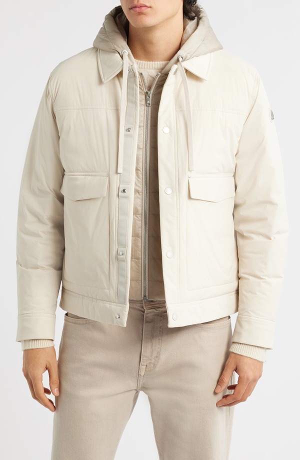 ムースナックル メンズ アウター ジャケット・ブルゾン ダウン Moose Knuckles Brixton Down Trucker Jacket Alabaster - 1705