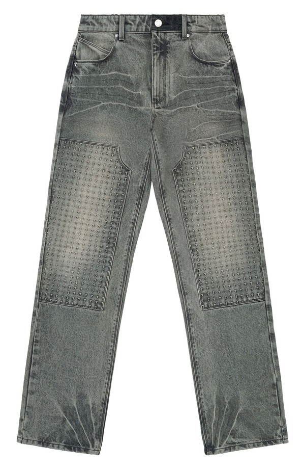 アールティーエー メンズ ボトムス デニムパンツ スリムフィット ジーンズ RtA Ricardo Slim Fit Carpenter Jeans Iron Haze 3D Cross｜ReVida 店