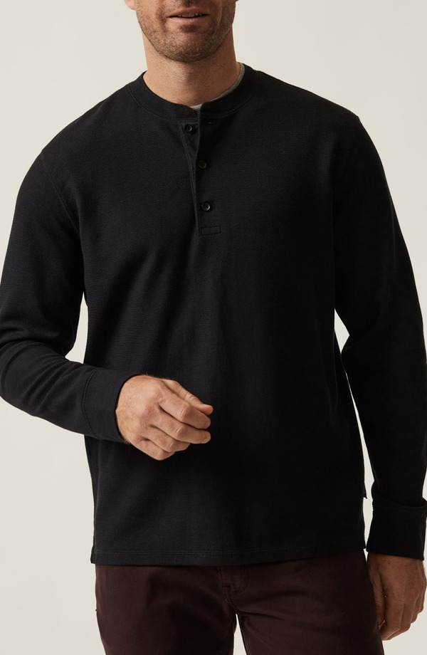 ３４ヘリテージ メンズ トップス プルオーバー 綿織物 34 Heritage Long Sleeve Pima Cotton Blend Henley Black 黒いこと