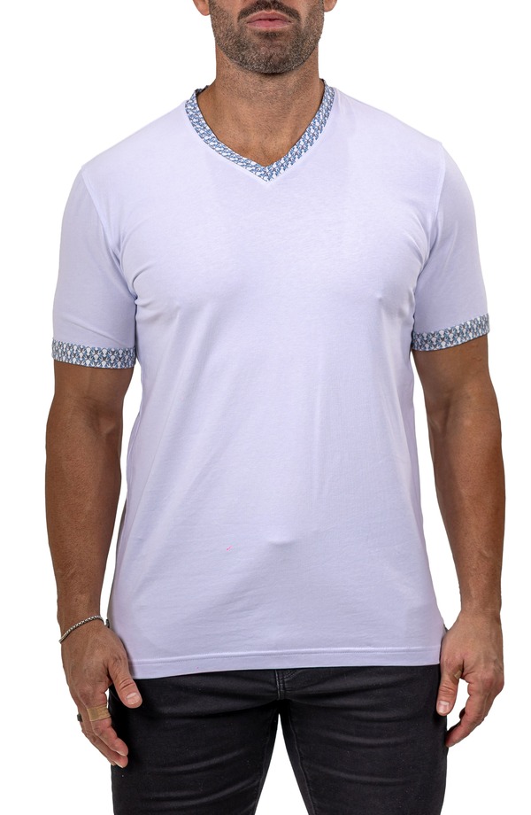 マセオ メンズ トップス Tシャツ Vネック コットン Maceoo Edison Marthyr0001 White Cotton V-Neck T-Shirt White ホワイト｜ReVida 店