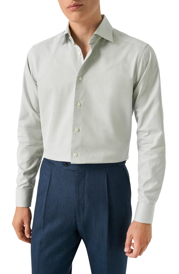 エトン メンズ トップス シャツ Eton Contemporary Fit Signature Twill Button-Up Shirt Light Green グリーン